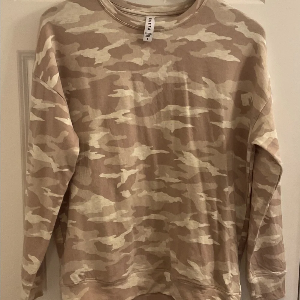 Athleta Studio to Street Oatmeal Camo Crewneck Sweatshirt - Small - Picture 2 of 7
